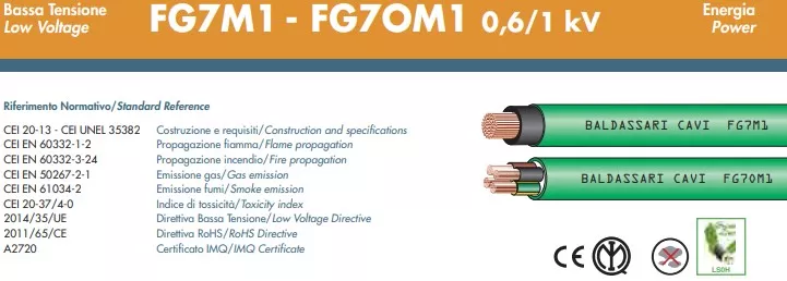 Cavo multipolare FG7OM1 e unipolare FG7M1